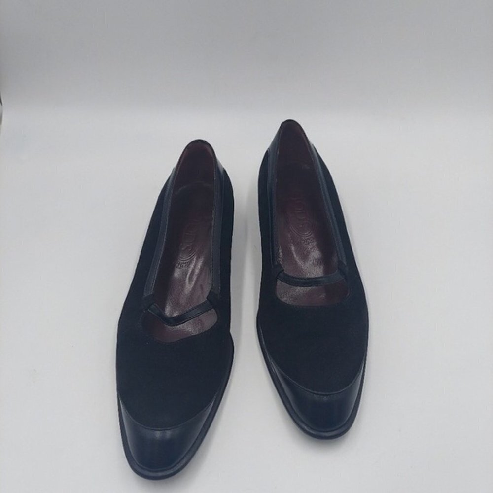 TODS Women's black Suede Leather Mary Jane Flat Loafers. 37.5. - Picture 3 of 7